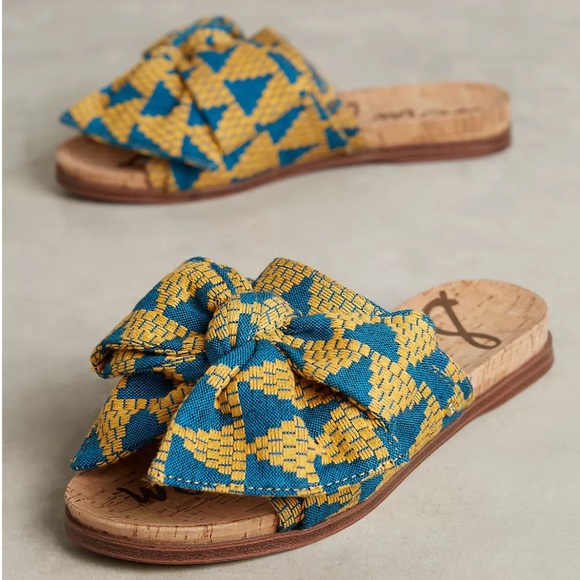 Sam Edelman Shoes - Sam Edelman Blue and Yellow Patterned Sandals